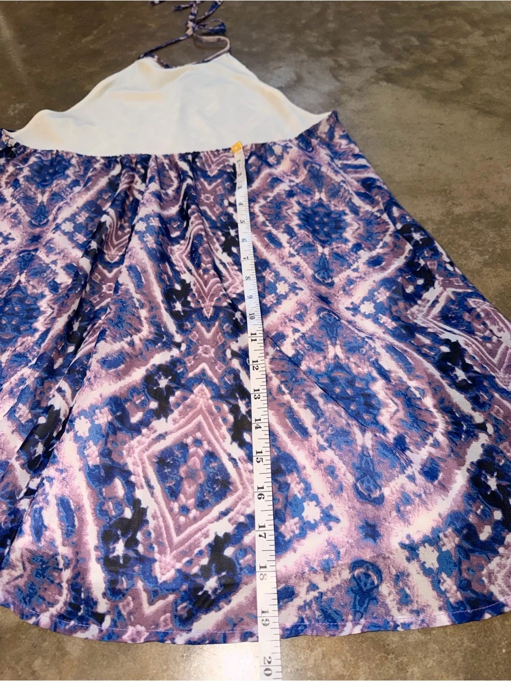 Blue Purple Boho Halter Dress Backless Swing Mini Dress Women’s Small